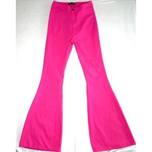 JC JQ Hot Pink‎ Flare Bell Bottom Jeans Womens Size XL Stretch High Rise